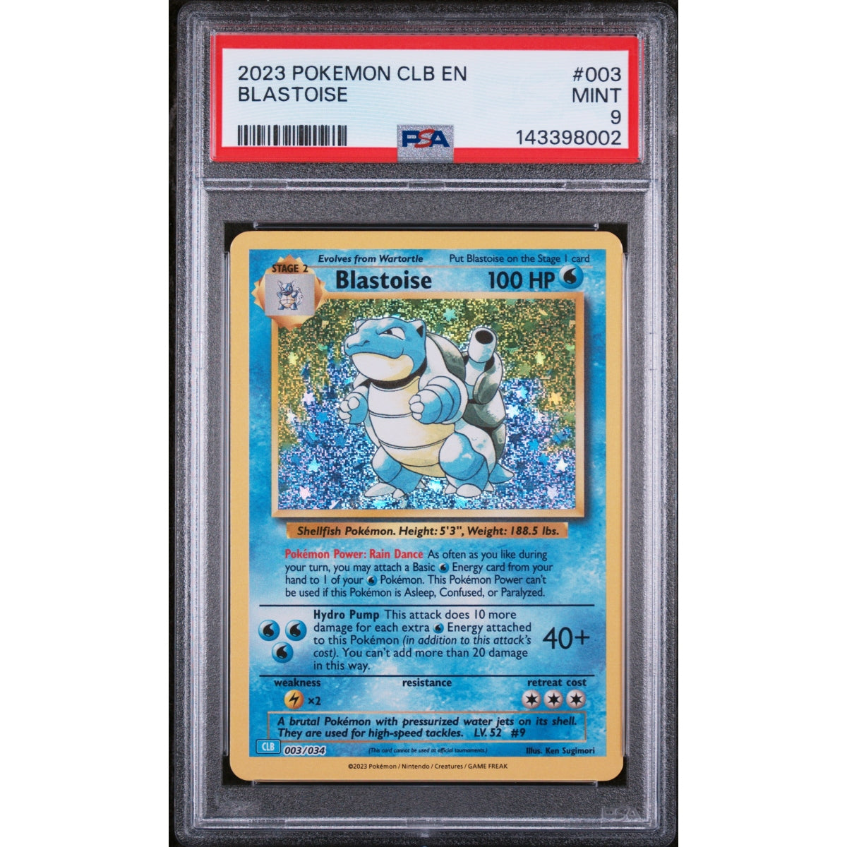 Pokémon - PSA 9 MINT - Blastoise (CLB 003/034) (EN)